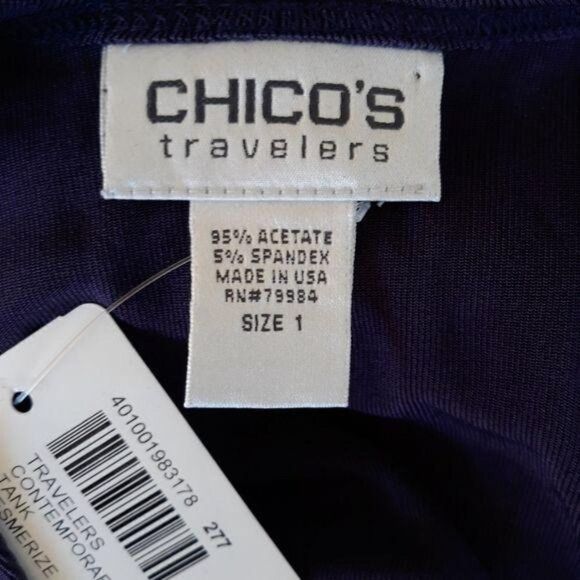 Chico's Travelers Contemporary Tank Mesmerize Top Packable Purple Stretch Sz 1 - Picture 3 of 9